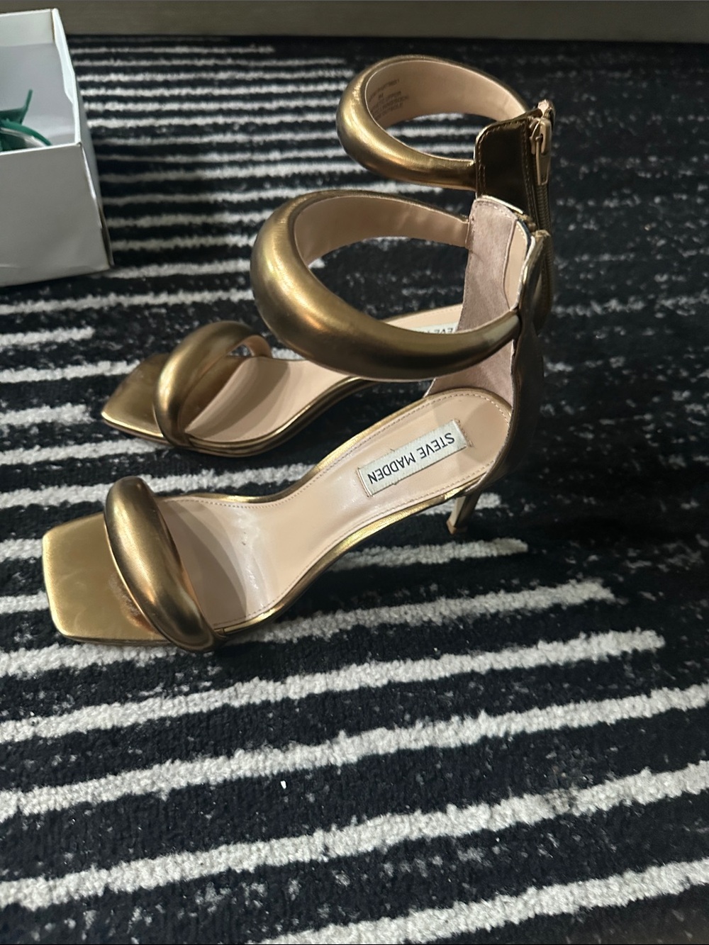 Steve Madden Metallic Gold Ankle-Cuff Heels - Picture 2 of 4